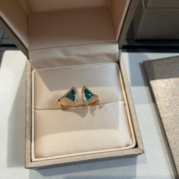 Toxse Dream Malachite Diamond Open Ring - Image 3