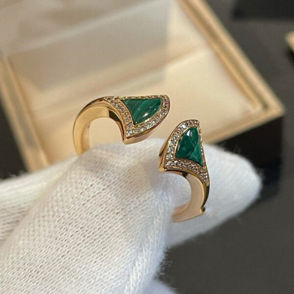 Toxse Dream Malachite Diamond Open Ring - Image 2
