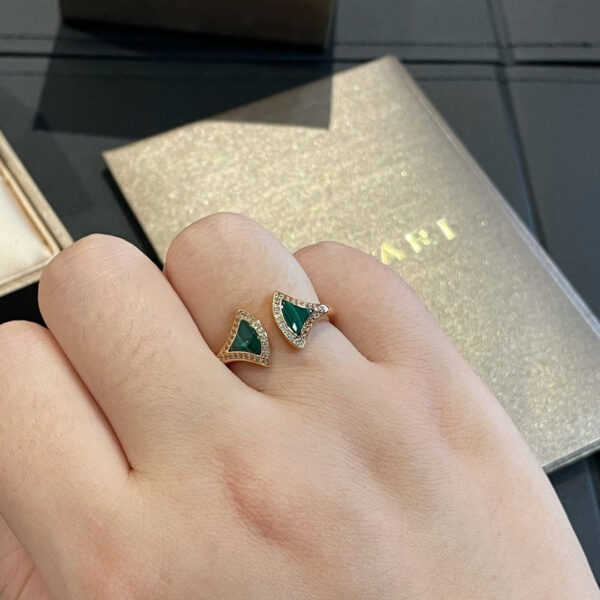 Toxse Dream Malachite Diamond Open Ring - Image 6