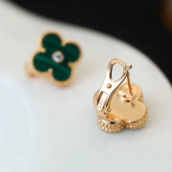 Toxse Clover Malachite Diamond Earrings - Image 9