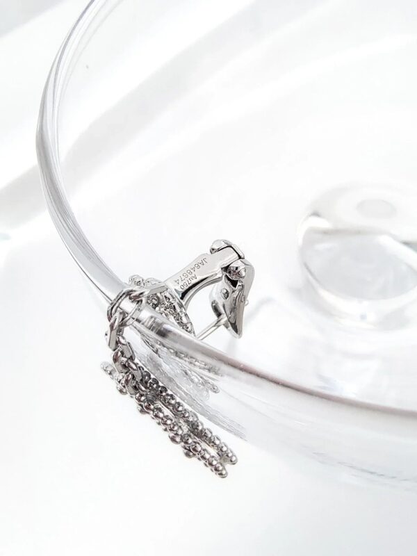 Toxse Clover 2 Motifs Silver Diamond Onyx Earrings - Image 3