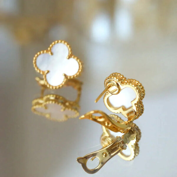Toxse Clover Medium Gold Mop Stud Earrings - Image 4