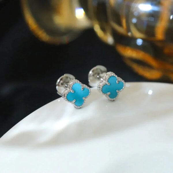 Toxse Clover Mini Silver Turquoise Stud Earrings - Image 4