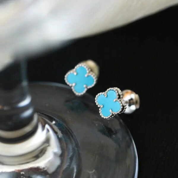 Toxse Clover Mini Silver Turquoise Stud Earrings - Image 5