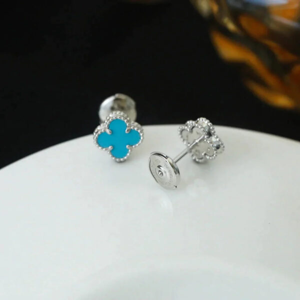 Toxse Clover Mini Silver Turquoise Stud Earrings - Image 6