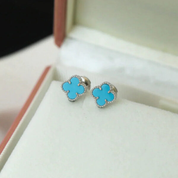 Toxse Clover Mini Silver Turquoise Stud Earrings - Image 7