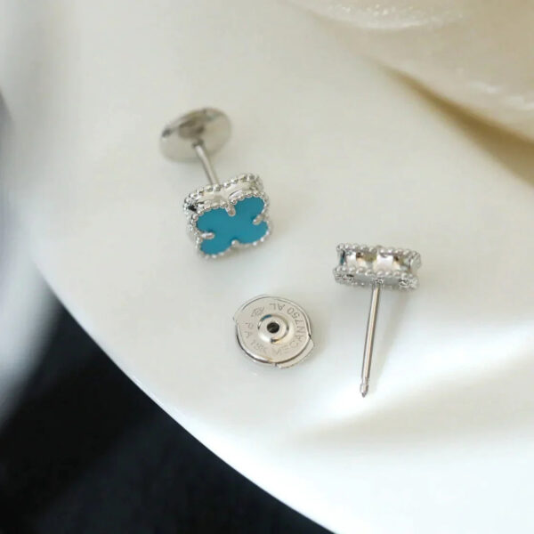 Toxse Clover Mini Silver Turquoise Stud Earrings - Image 9