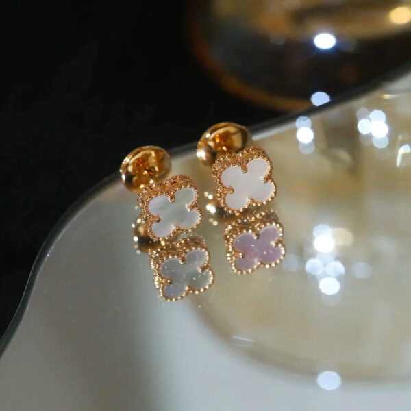 Toxse Clover Mini Pink Gold Mop Earrings - Image 3