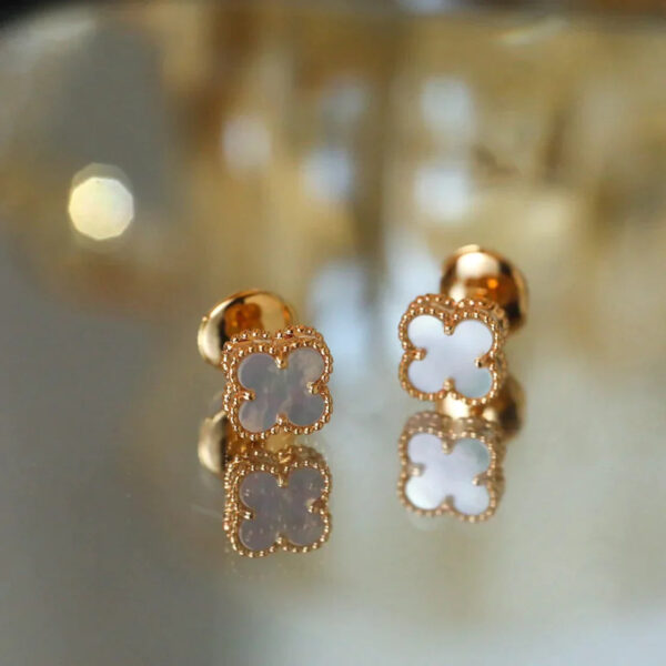 Toxse Clover Mini Pink Gold Mop Earrings - Image 2