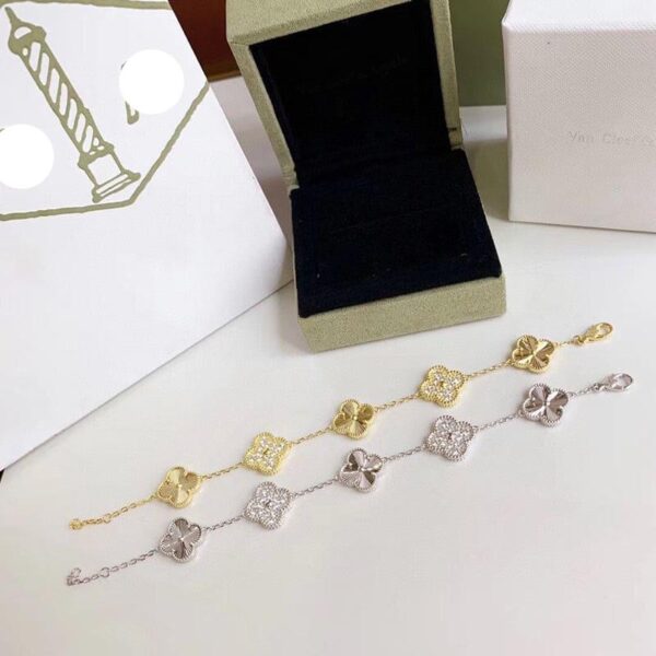 Toxse Vintage Alhambra Five Motifs Diamonds Clover Bracelet - Image 5