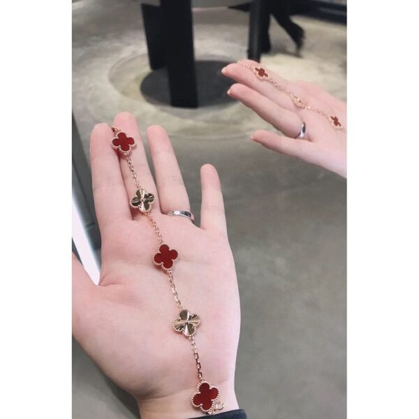 Toxse Vintage Alhambra Five Motifs Carnelian Clover Bracelet - Image 5