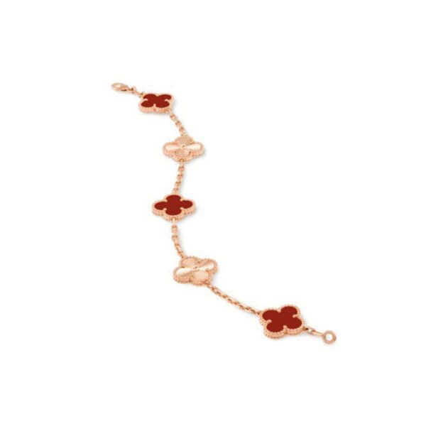 Toxse Vintage Alhambra Five Motifs Carnelian Clover Bracelet - Image 3