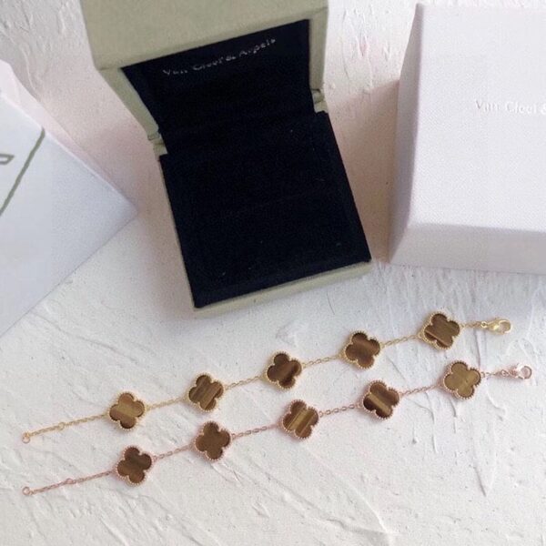 Toxse Vintage Alhambra Five Motifs Tiger Eye Bracelet - Image 3
