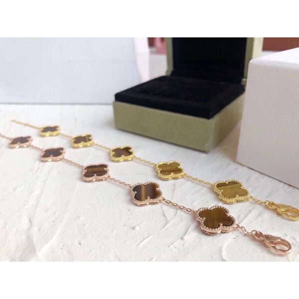 Toxse Vintage Alhambra Five Motifs Tiger Eye Bracelet - Image 5