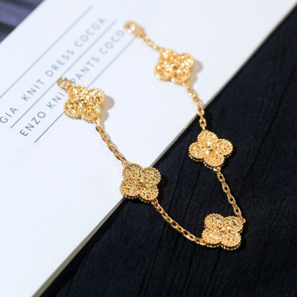 Toxse Rose Gold Five Motifs Clover Bracelet - Image 5
