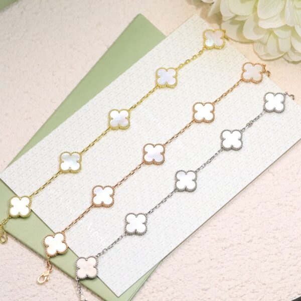 Toxse Vintage Alhambra Five Motifs Mother of Pearl Bracelet - Image 8