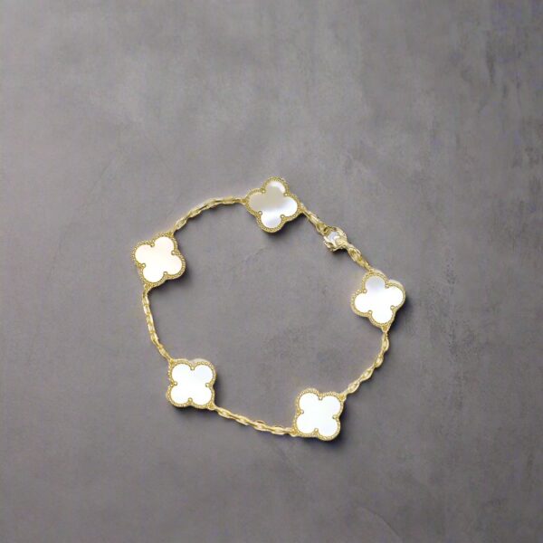 Toxse Vintage Alhambra Five Motifs Mother of Pearl Bracelet - Image 6
