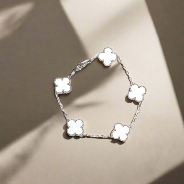Toxse Vintage Alhambra Five Motifs Mother of Pearl Bracelet - Image 7