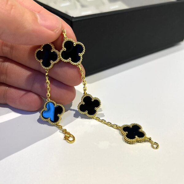 Toxse Vintage Alhambra Five Motifs Black Clover Bracelet - Image 4