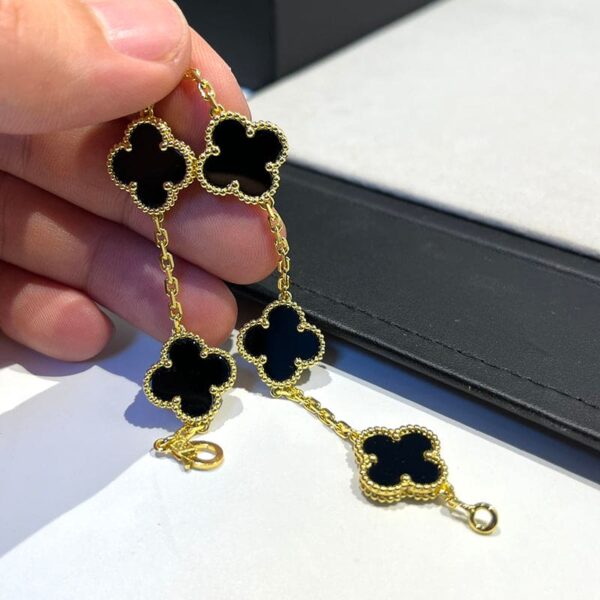 Toxse Vintage Alhambra Five Motifs Black Clover Bracelet - Image 10