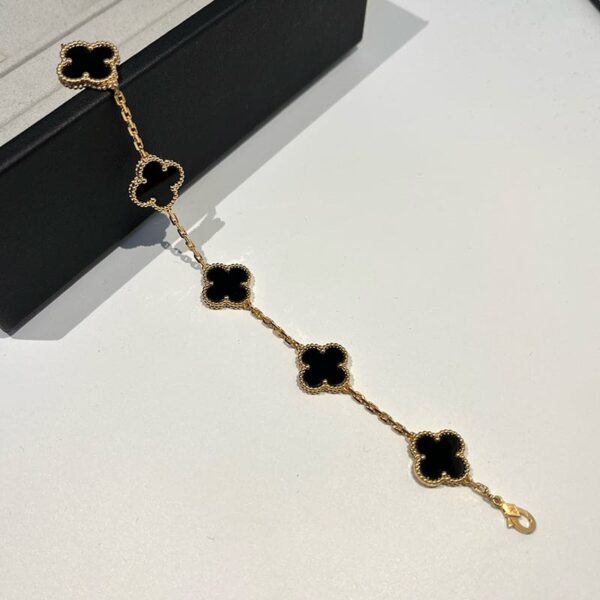 Toxse Vintage Alhambra Five Motifs Clover Onyx Bracelet - Image 7
