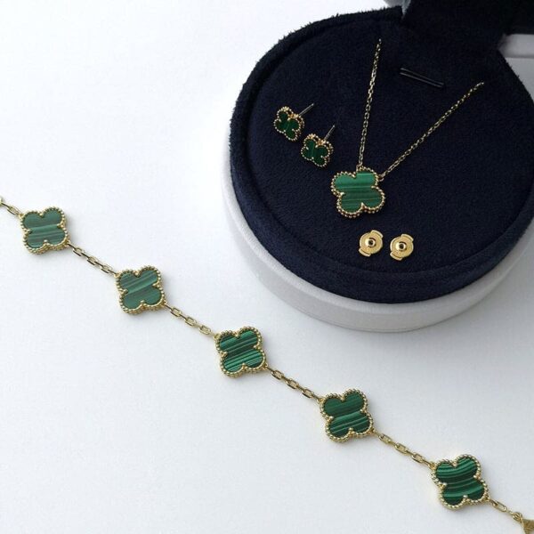 Toxse Vintage Alhambra Five Motifs Malachite Clover Bracelet - Image 4