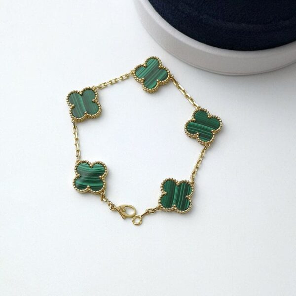 Toxse Vintage Alhambra Five Motifs Malachite Clover Bracelet - Image 2