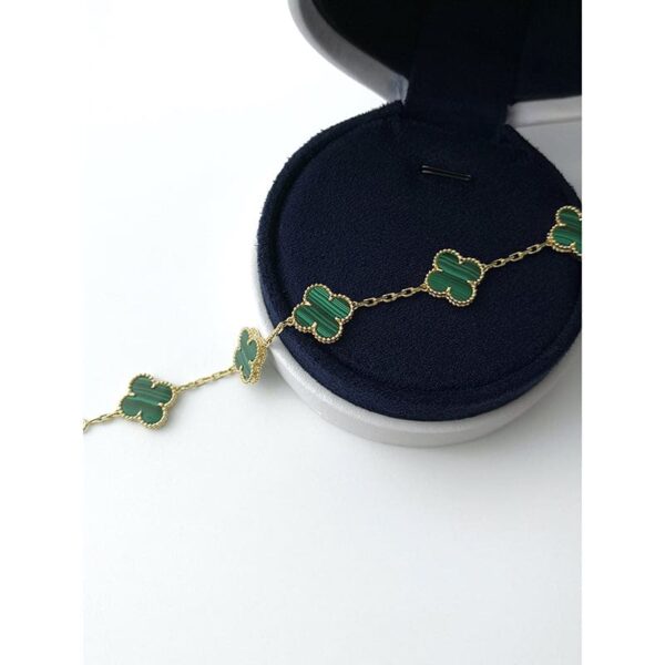 Toxse Vintage Alhambra Five Motifs Malachite Clover Bracelet - Image 6