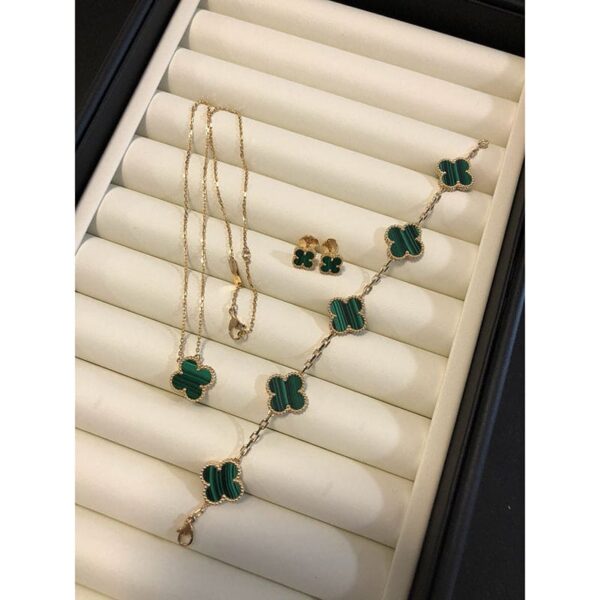 Toxse Vintage Alhambra Five Motifs Malachite Clover Bracelet - Image 8