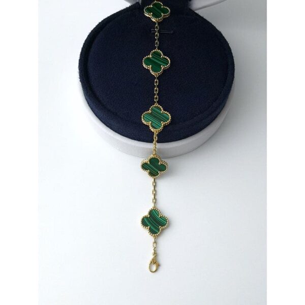 Toxse Vintage Alhambra Five Motifs Malachite Clover Bracelet - Image 3