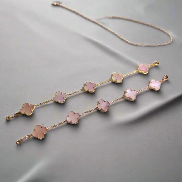 Toxse Vintage Alhambra Five Motifs Pink Opal Bracelet - Image 9