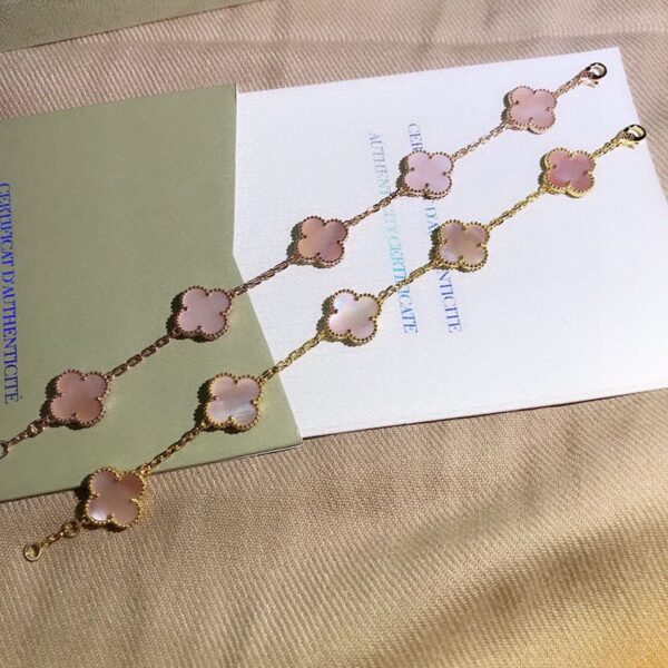 Toxse Vintage Alhambra Five Motifs Pink Opal Bracelet - Image 4