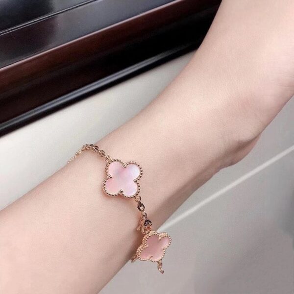 Toxse Vintage Alhambra Five Motifs Pink Opal Bracelet - Image 6