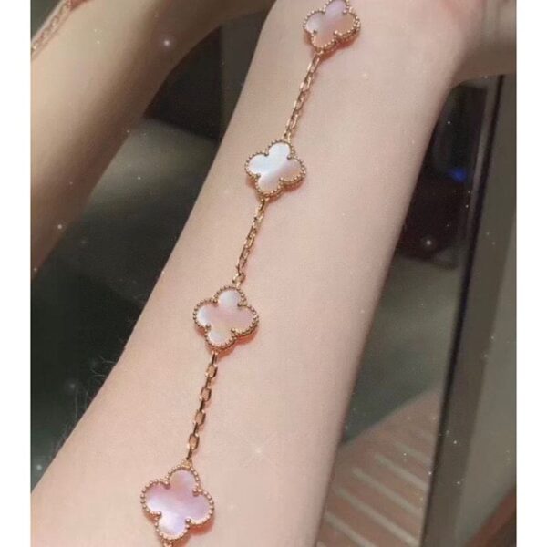 Toxse Vintage Alhambra Five Motifs Pink Opal Bracelet - Image 2