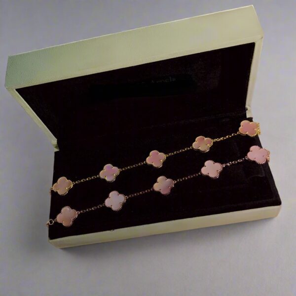 Toxse Vintage Alhambra Five Motifs Pink Opal Bracelet - Image 7