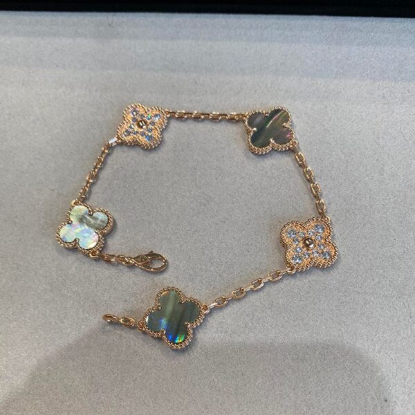 Toxse Vintage Alhambra Five Motifs Pearl Bracelet - Image 2
