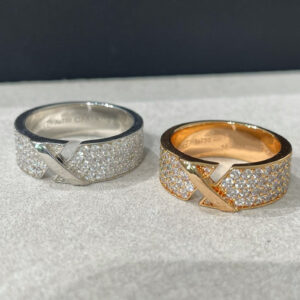 Toxse Liens Evidence Pink Gold Diamond Paved Ring