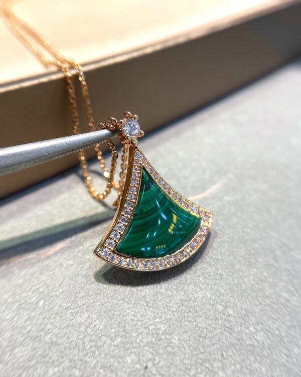 Toxse Dream Malachite Diamond Paved Pink Gold Necklace - Image 2