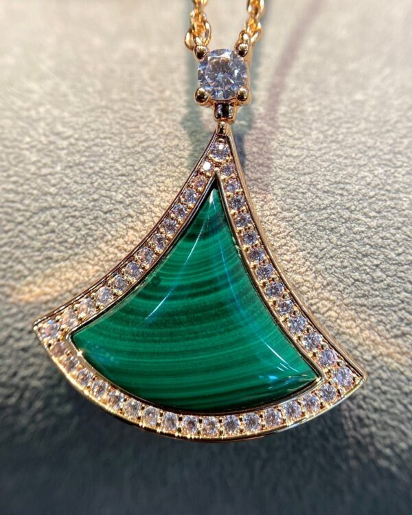 Toxse Dream Malachite Diamond Paved Pink Gold Necklace - Image 5