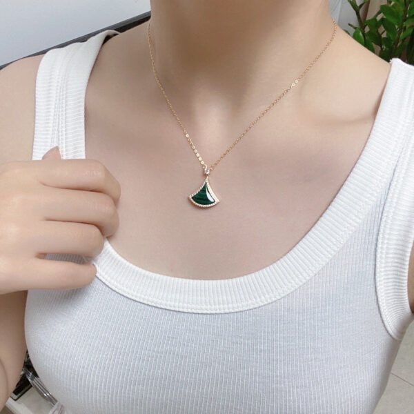 Toxse Dream Malachite Diamond Paved Pink Gold Necklace - Image 8