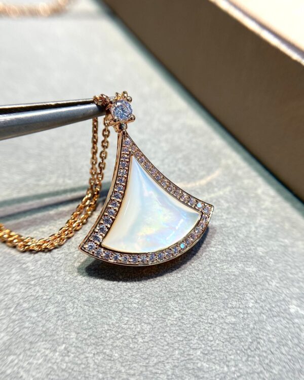 Toxse Dream Mop Diamond Paved Pink Gold Necklace - Image 3