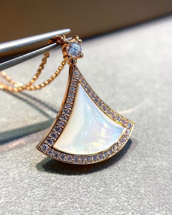 Toxse Dream Mop Diamond Paved Pink Gold Necklace - Image 4