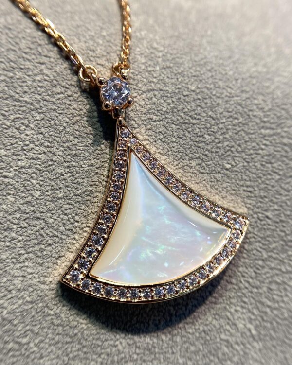 Toxse Dream Mop Diamond Paved Pink Gold Necklace - Image 8