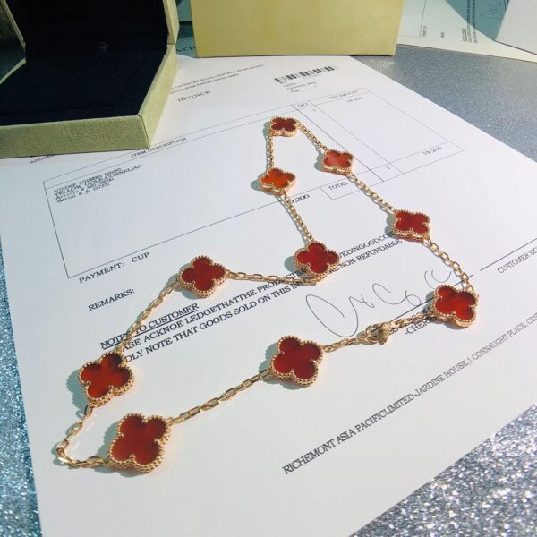 Toxse Vintage Alhambra Carnelian 10 Motifs Necklace - Image 5