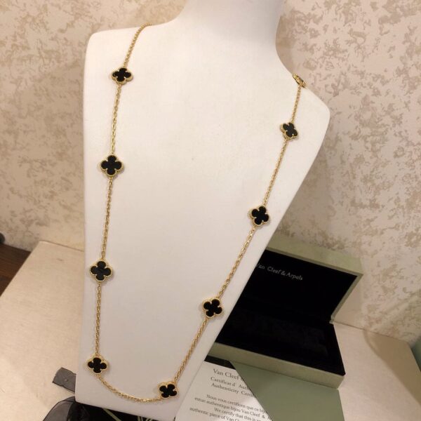 Toxse Vintage Alhambra Black 10 Motifs Clover Necklace - Image 2