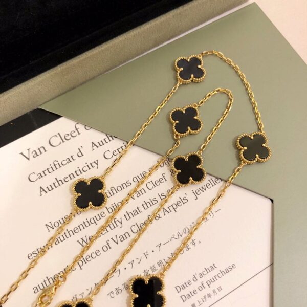 Toxse Vintage Alhambra Black 10 Motifs Clover Necklace - Image 6
