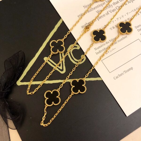Toxse Vintage Alhambra Black 10 Motifs Clover Necklace - Image 7