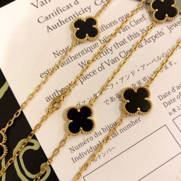 Toxse Vintage Alhambra Black 10 Motifs Clover Necklace - Image 8