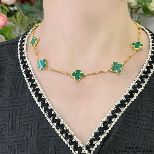 Toxse Vintage Alhambra Malachite 10 Motifs Necklace - Image 2