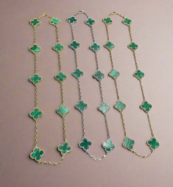 Toxse Vintage Alhambra Malachite 10 Motifs Necklace - Image 3